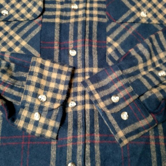 Westchester Classics Shirt Jacket Men Medium Blue Brown Plaid Work Grandpa - Picture 10 of 12